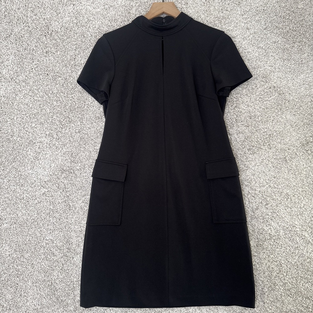 CALVIN KLEIN SZ 10 Keyhole‎ MOCK NECK Cap Sleeve BLACK With Pockets